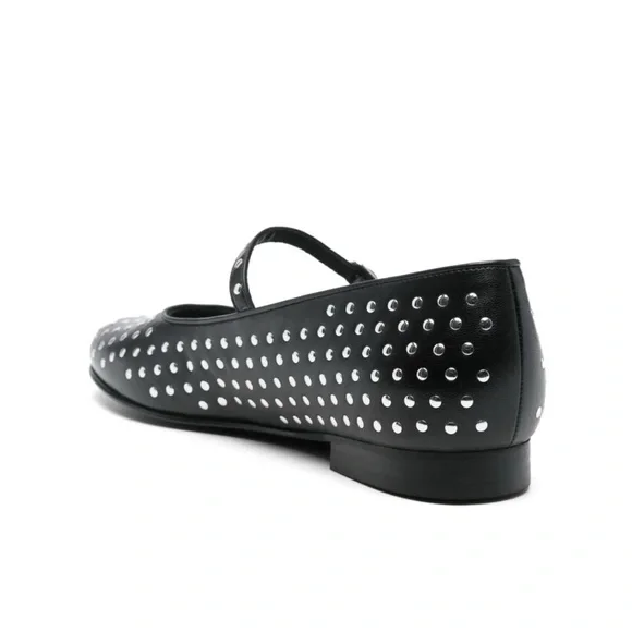 Alohas Lucien Black Leather Ballet Flats with silver studs! Size US 9/EUR 40-NEW - Picture 7 of 11
